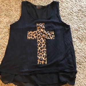 Black cross tank top